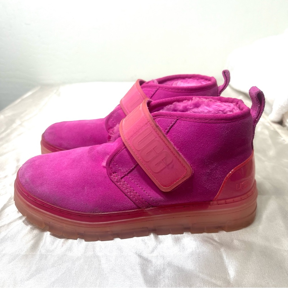 UGG Neumel Clear Chukka Boot Hot Pink Suede Wool Shearling Lined Size 8 - Picture 5 of 16
